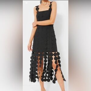 Elegant Black Asymmetrical Dress with Circle Details